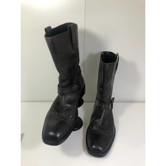 To Boot New York Leather Square Toe Moto Strap Boot Charcoal Mens US 8 main image 5